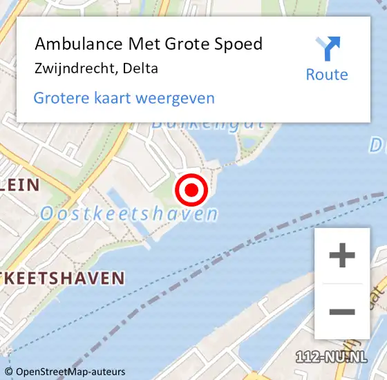 Locatie op kaart van de 112 melding: Ambulance Met Grote Spoed Naar Zwijndrecht, Delta op 12 april 2023 12:07
