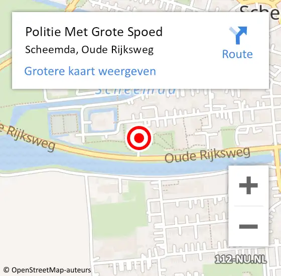 Locatie op kaart van de 112 melding: Politie Met Grote Spoed Naar Scheemda, Oude Rijksweg op 12 april 2023 12:09