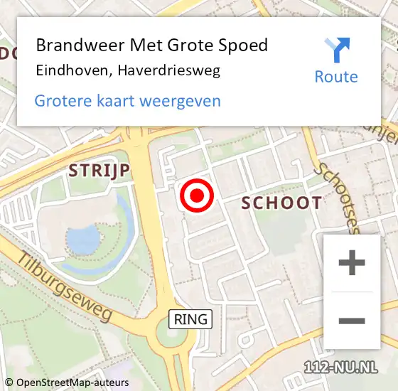 Locatie op kaart van de 112 melding: Brandweer Met Grote Spoed Naar Eindhoven, Haverdriesweg op 12 april 2023 12:19