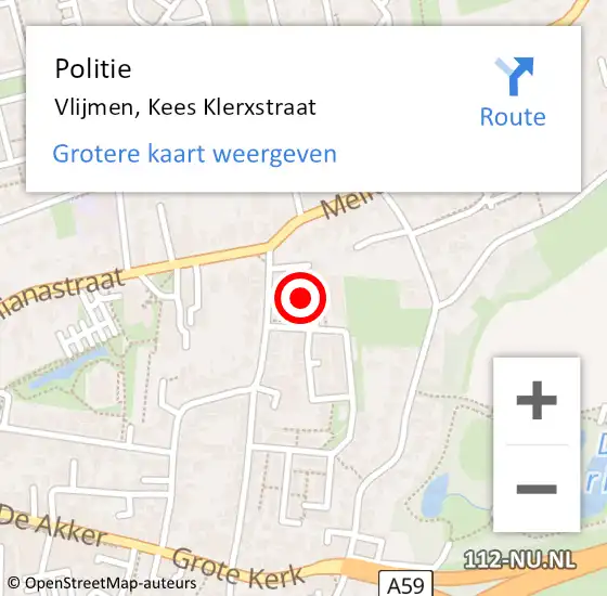 Locatie op kaart van de 112 melding: Politie Vlijmen, Kees Klerxstraat op 12 april 2023 12:30