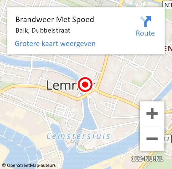 Locatie op kaart van de 112 melding: Brandweer Met Spoed Naar Balk, Dubbelstraat op 12 april 2023 13:16