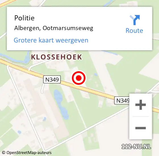 Locatie op kaart van de 112 melding: Politie Albergen, Ootmarsumseweg op 12 april 2023 13:54