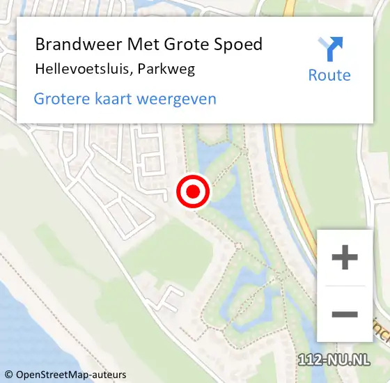 Locatie op kaart van de 112 melding: Brandweer Met Grote Spoed Naar Hellevoetsluis, Parkweg op 12 april 2023 13:57