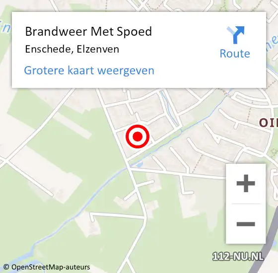 Locatie op kaart van de 112 melding: Brandweer Met Spoed Naar Enschede, Elzenven op 12 april 2023 14:10