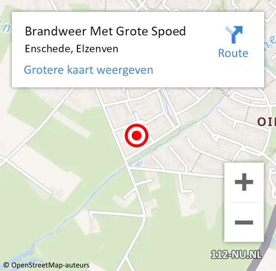 Locatie op kaart van de 112 melding: Brandweer Met Grote Spoed Naar Enschede, Elzenven op 12 april 2023 14:10