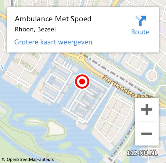 Locatie op kaart van de 112 melding: Ambulance Met Spoed Naar Rhoon, Bezeel op 12 april 2023 14:33