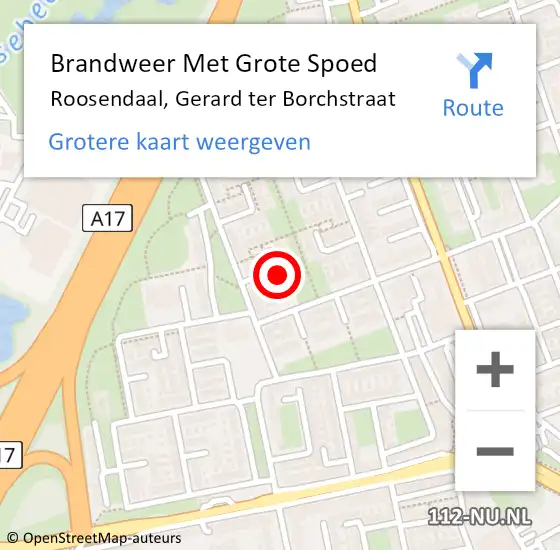 Locatie op kaart van de 112 melding: Brandweer Met Grote Spoed Naar Roosendaal, Gerard ter Borchstraat op 12 april 2023 14:37