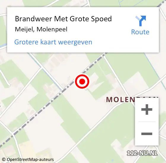 Locatie op kaart van de 112 melding: Brandweer Met Grote Spoed Naar Meijel, Molenpeel op 12 april 2023 14:54