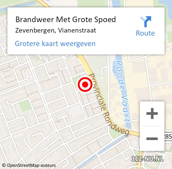 Locatie op kaart van de 112 melding: Brandweer Met Grote Spoed Naar Zevenbergen, Vianenstraat op 12 april 2023 15:00