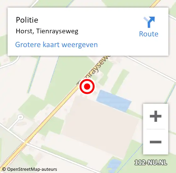 Locatie op kaart van de 112 melding: Politie Horst, Tienrayseweg op 12 april 2023 15:01