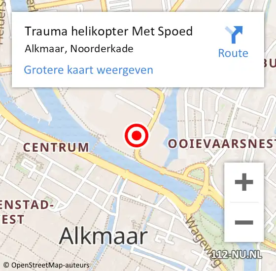 Locatie op kaart van de 112 melding: Trauma helikopter Met Spoed Naar Alkmaar, Noorderkade op 12 april 2023 15:43