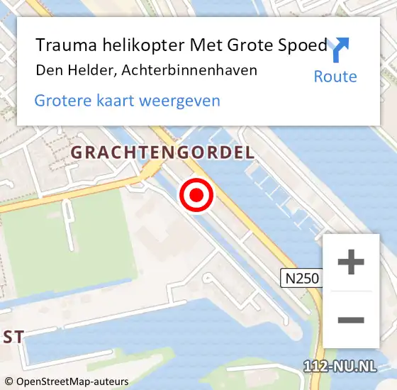 Locatie op kaart van de 112 melding: Trauma helikopter Met Grote Spoed Naar Den Helder, Achterbinnenhaven op 12 april 2023 15:46