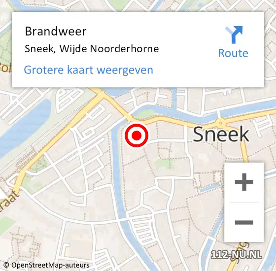 Locatie op kaart van de 112 melding: Brandweer Sneek, Wijde Noorderhorne op 12 april 2023 16:12