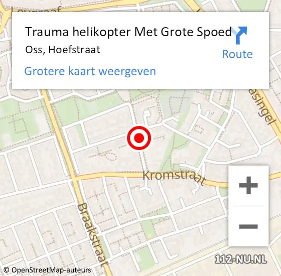 Locatie op kaart van de 112 melding: Trauma helikopter Met Grote Spoed Naar Oss, Hoefstraat op 12 april 2023 16:20