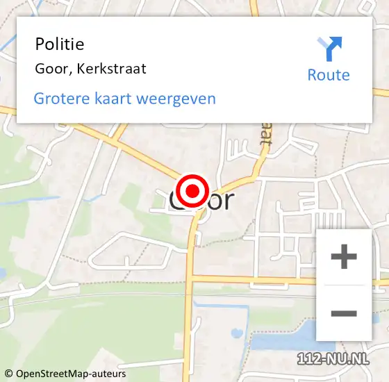 Locatie op kaart van de 112 melding: Politie Goor, Kerkstraat op 12 april 2023 16:49