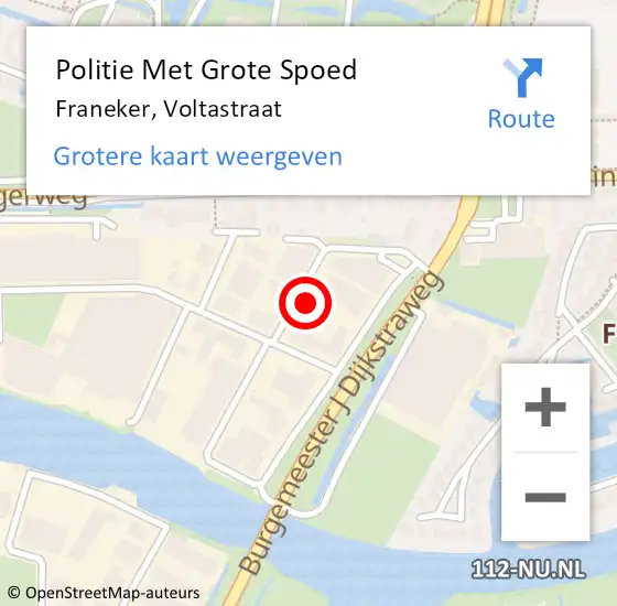 Locatie op kaart van de 112 melding: Politie Met Grote Spoed Naar Franeker, Voltastraat op 12 april 2023 17:13