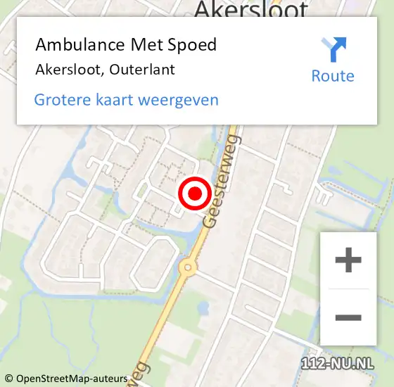 Locatie op kaart van de 112 melding: Ambulance Met Spoed Naar Akersloot, Outerlant op 12 april 2023 17:14