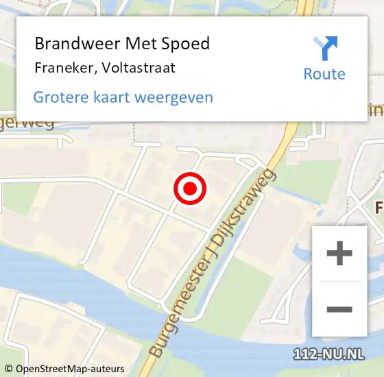 Locatie op kaart van de 112 melding: Brandweer Met Spoed Naar Franeker, Voltastraat op 12 april 2023 17:23