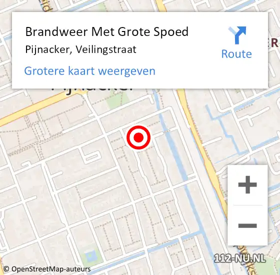 Locatie op kaart van de 112 melding: Brandweer Met Grote Spoed Naar Pijnacker, Veilingstraat op 12 april 2023 17:52