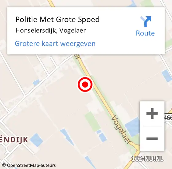Locatie op kaart van de 112 melding: Politie Met Grote Spoed Naar Honselersdijk, Vogelaer op 12 april 2023 18:09