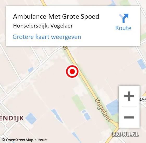 Locatie op kaart van de 112 melding: Ambulance Met Grote Spoed Naar Honselersdijk, Vogelaer op 12 april 2023 18:13