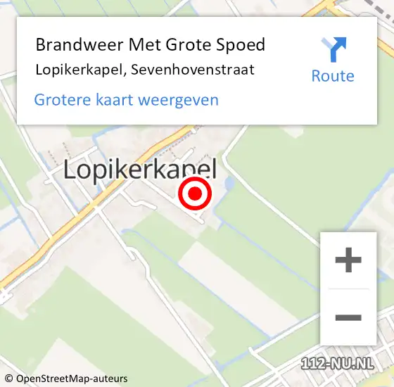 Locatie op kaart van de 112 melding: Brandweer Met Grote Spoed Naar Lopikerkapel, Sevenhovenstraat op 12 april 2023 18:37