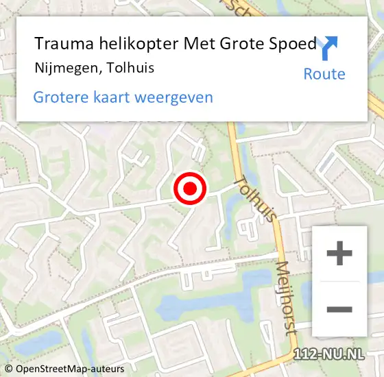 Locatie op kaart van de 112 melding: Trauma helikopter Met Grote Spoed Naar Nijmegen, Tolhuis op 12 april 2023 19:17