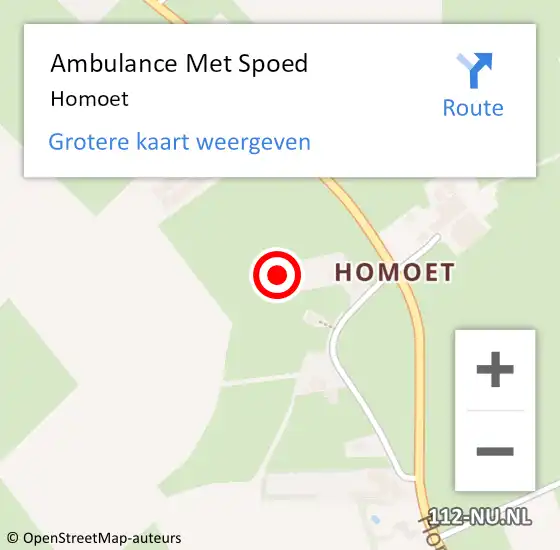 Locatie op kaart van de 112 melding: Ambulance Met Spoed Naar Homoet op 12 april 2023 20:25