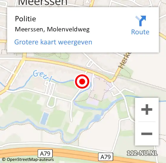 Locatie op kaart van de 112 melding: Politie Meerssen, Molenveldweg op 12 april 2023 20:28