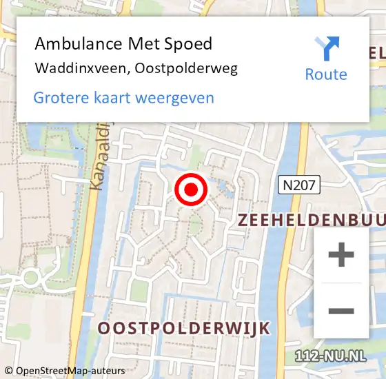 Locatie op kaart van de 112 melding: Ambulance Met Spoed Naar Waddinxveen, Oostpolderweg op 12 april 2023 21:21