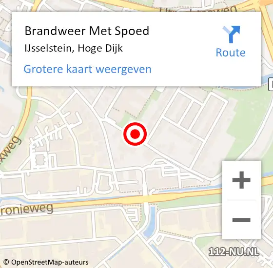 Locatie op kaart van de 112 melding: Brandweer Met Spoed Naar IJsselstein, Hoge Dijk op 12 april 2023 21:38