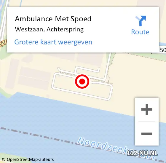 Locatie op kaart van de 112 melding: Ambulance Met Spoed Naar Westzaan, Achterspring op 12 april 2023 21:56