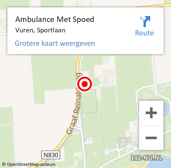 Locatie op kaart van de 112 melding: Ambulance Met Spoed Naar Vuren, Sportlaan op 12 april 2023 22:09