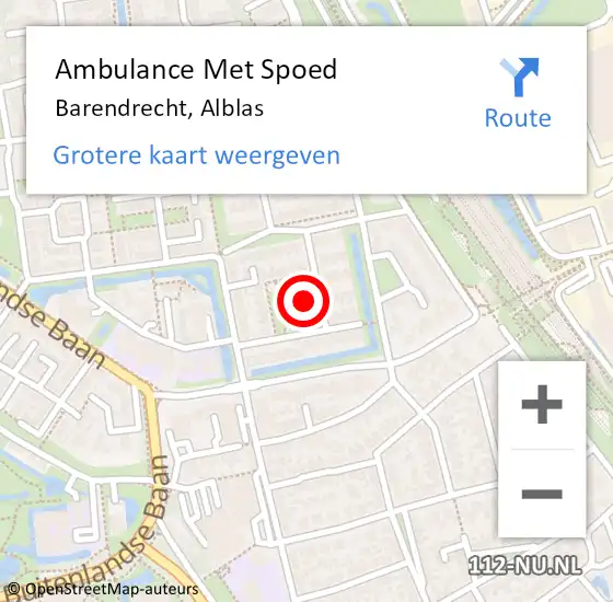Locatie op kaart van de 112 melding: Ambulance Met Spoed Naar Barendrecht, Alblas op 12 april 2023 22:14