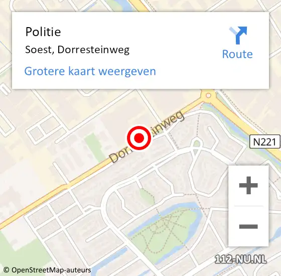 Locatie op kaart van de 112 melding: Politie Soest, Dorresteinweg op 22 augustus 2014 06:36