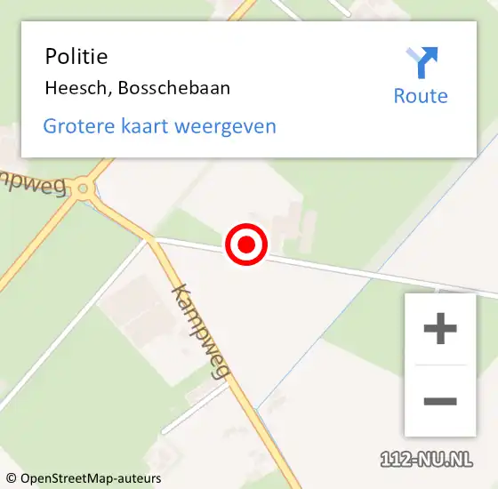 Locatie op kaart van de 112 melding: Politie Heesch, Bosschebaan op 12 april 2023 23:30