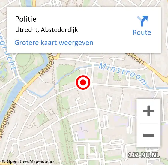 Locatie op kaart van de 112 melding: Politie Utrecht, Abstederdijk op 13 april 2023 01:26