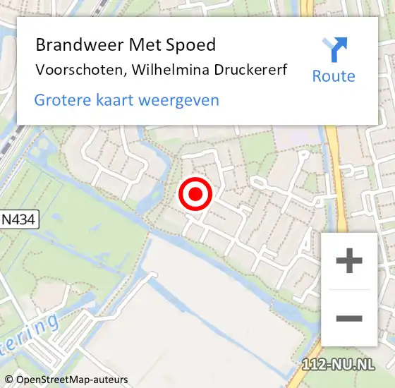 Locatie op kaart van de 112 melding: Brandweer Met Spoed Naar Voorschoten, Wilhelmina Druckererf op 13 april 2023 06:24