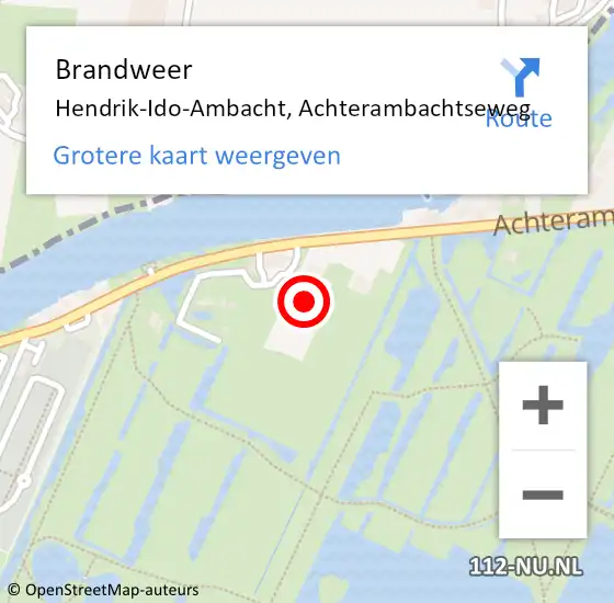 Locatie op kaart van de 112 melding: Brandweer Hendrik-Ido-Ambacht, Achterambachtseweg op 13 april 2023 06:35
