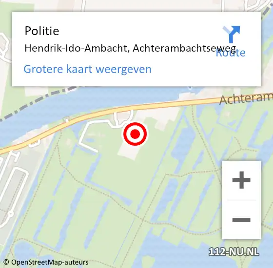 Locatie op kaart van de 112 melding: Politie Hendrik-Ido-Ambacht, Achterambachtseweg op 13 april 2023 06:53