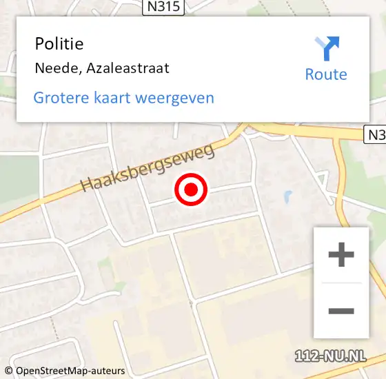 Locatie op kaart van de 112 melding: Politie Neede, Azaleastraat op 13 april 2023 07:14