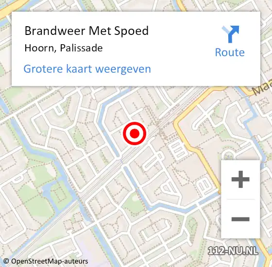 Locatie op kaart van de 112 melding: Brandweer Met Spoed Naar Hoorn, Palissade op 13 april 2023 07:57