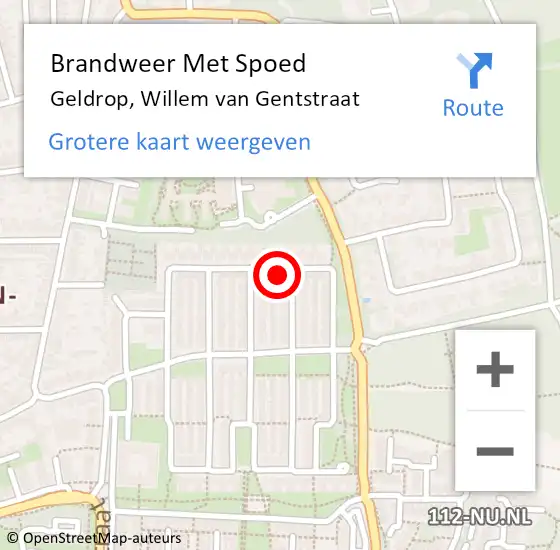 Locatie op kaart van de 112 melding: Brandweer Met Spoed Naar Geldrop, Willem van Gentstraat op 13 april 2023 07:59