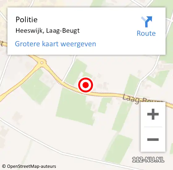 Locatie op kaart van de 112 melding: Politie Heeswijk, Laag-Beugt op 13 april 2023 08:00