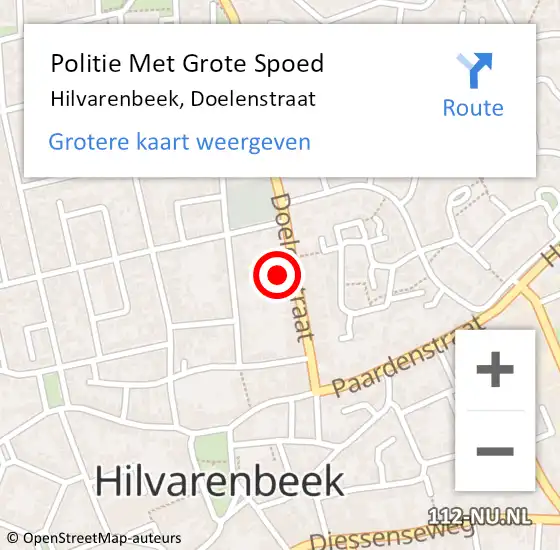 Locatie op kaart van de 112 melding: Politie Met Grote Spoed Naar Hilvarenbeek, Doelenstraat op 13 april 2023 08:21