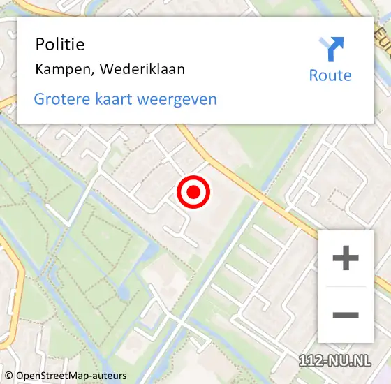 Locatie op kaart van de 112 melding: Politie Kampen, Wederiklaan op 13 april 2023 08:26