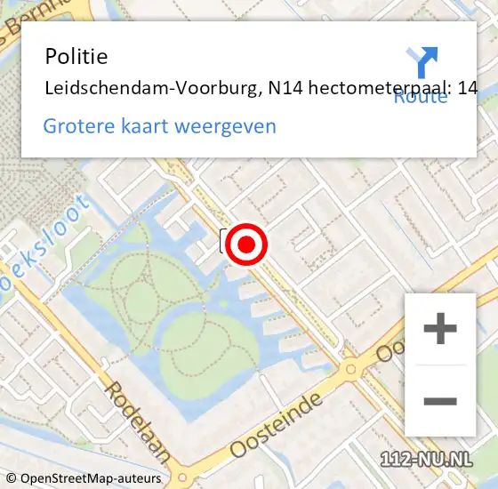 Locatie op kaart van de 112 melding: Politie Leidschendam-Voorburg, N14 hectometerpaal: 14 op 13 april 2023 08:32