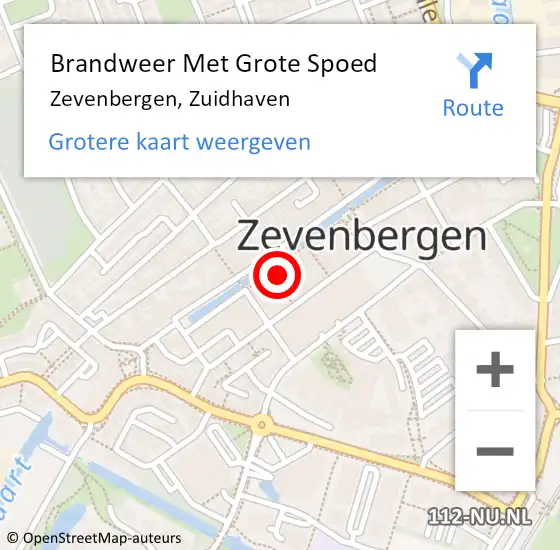 Locatie op kaart van de 112 melding: Brandweer Met Grote Spoed Naar Zevenbergen, Zuidhaven op 13 april 2023 08:39