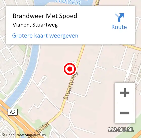 Locatie op kaart van de 112 melding: Brandweer Met Spoed Naar Vianen, Stuartweg op 13 april 2023 08:54