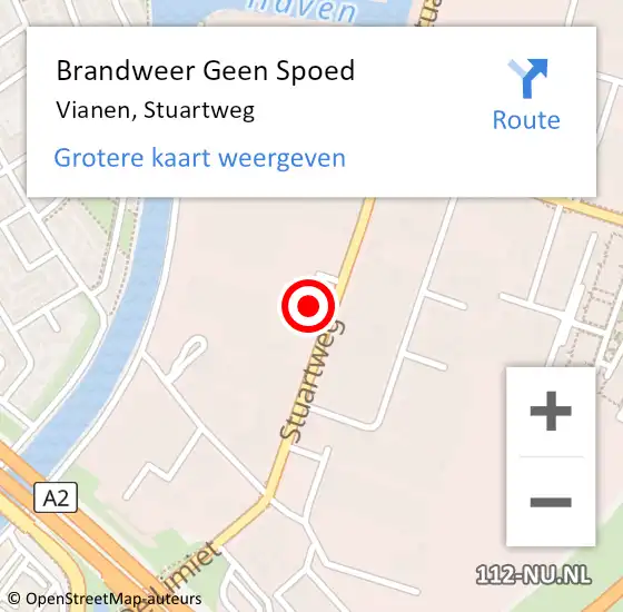 Locatie op kaart van de 112 melding: Brandweer Geen Spoed Naar Vianen, Stuartweg op 13 april 2023 08:59